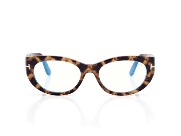 Tom Ford FT6133-B Oval Blue Block Opticals in Light Havana (055), front