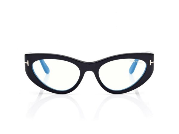 Tom Ford FT6134-B Blue Block Cat Eye Opticals in Black (001), front