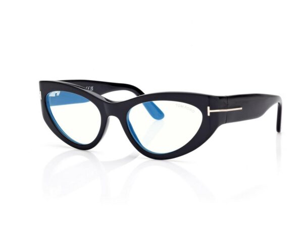 Tom Ford FT6134-B Blue Block Cat Eye Opticals in Black (001), side view