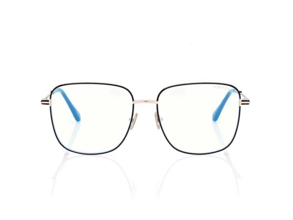Tom Ford FT6136-B Blue Block Square Opticals in Black (001), front