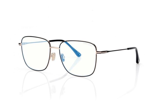 Tom Ford FT6136-B Blue Block Square Opticals in Black (001), side view