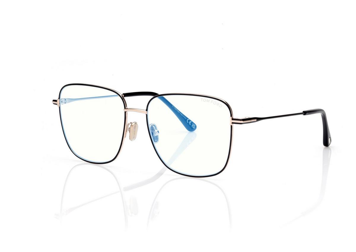 FT6136-B_001_56MM_B.jpg Tom Ford FT6136-B Blue Block Square Opticals in Black (001), side view