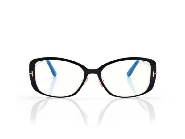 Tom Ford FT6138-B Blue Block Rectangular Opticals in Black (001), front