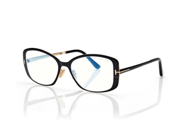 Tom Ford FT6138-B Blue Block Rectangular Opticals in Black (001), side view