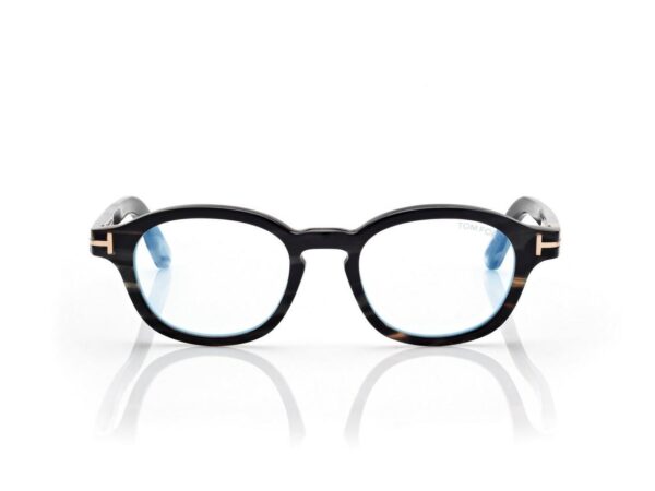 Tom Ford FT6145-BP Round Horn Blue Block Opticals in Light Horn (064), front