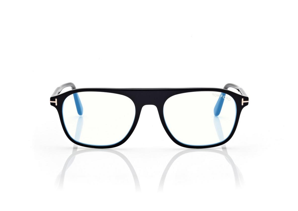 FT6167-B_001_53MM_A.jpg Tom Ford FT6167-B Blue Block Pilot Opticals in Black (001), front