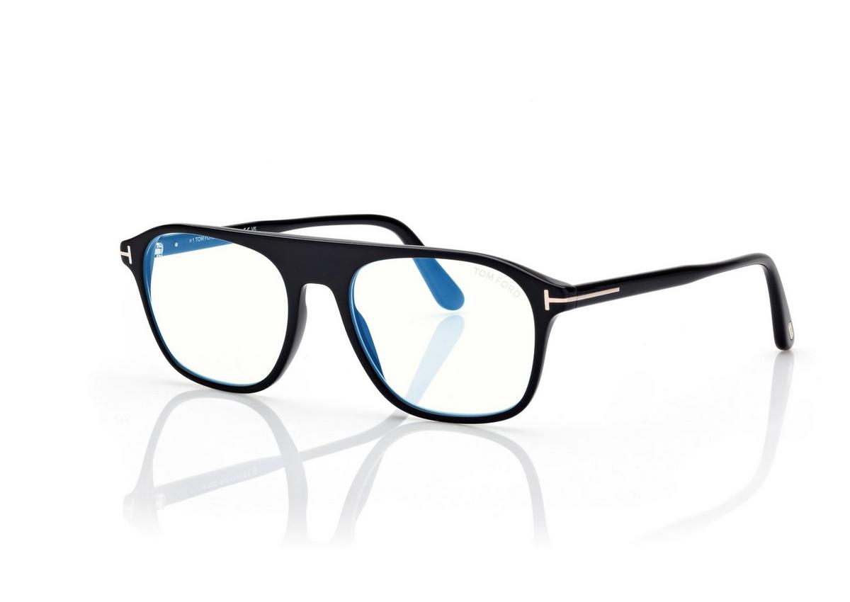 FT6167-B_001_53MM_B.jpg Tom Ford FT6167-B Blue Block Pilot Opticals in Black (001), side view