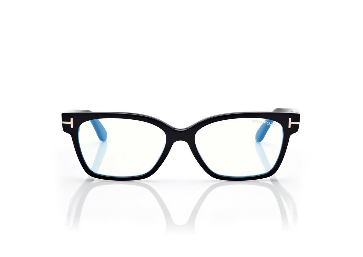 FT6171-B_001_53MM_A.jpg Tom Ford FT6171-B Blue Block Rectangular Opticals in Black (001), front