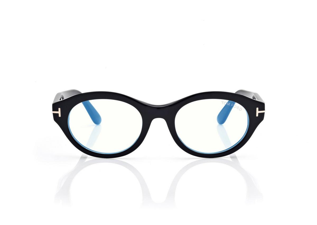 FT6172-B_001_51MM_A.jpg Tom Ford FT6172-B Blue Block Oval Opticals in Black (001), front