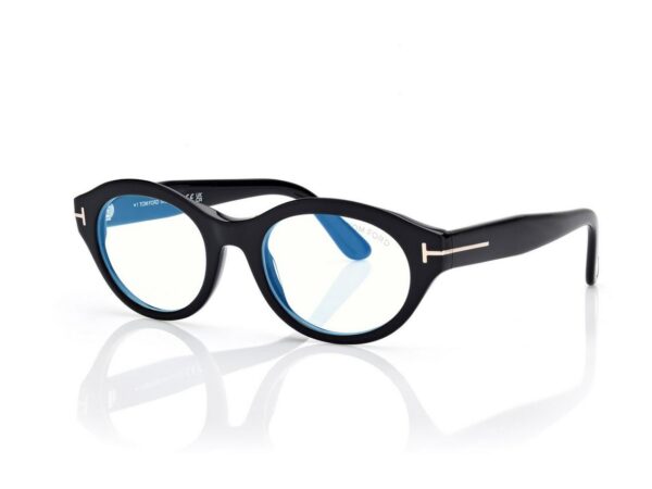 Tom Ford FT6172-B Blue Block Oval Opticals in Black (001), side view