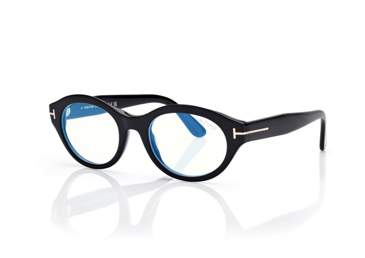 FT6172-B_001_51MM_B.jpg Tom Ford FT6172-B Blue Block Oval Opticals in Black (001), side view