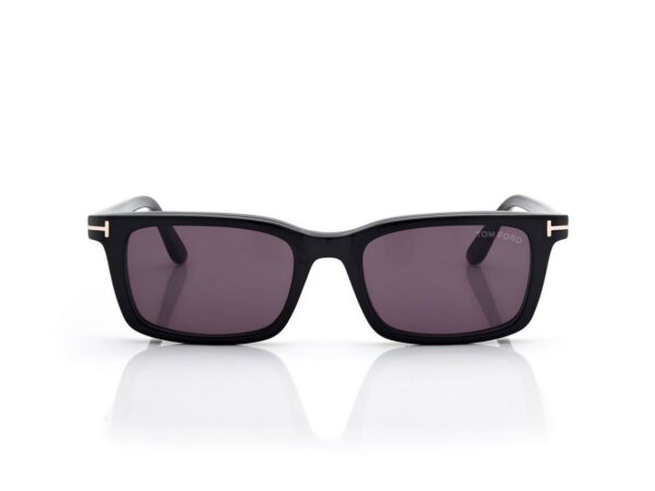 Tom Ford FT6175-B Blue Block Rectangular Opticals with Clip on Sunglasses in Black (001), front