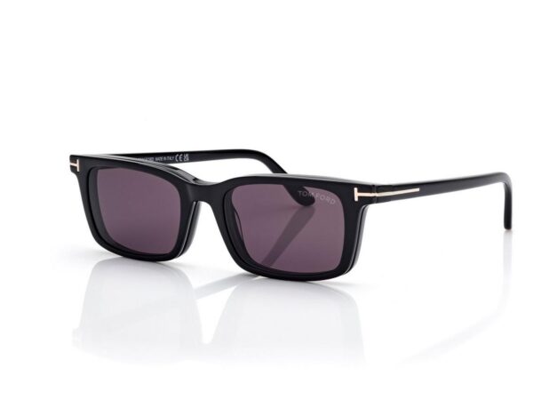 Tom Ford FT6175-B Blue Block Rectangular Opticals with Clip on Sunglasses in Black (001), side view