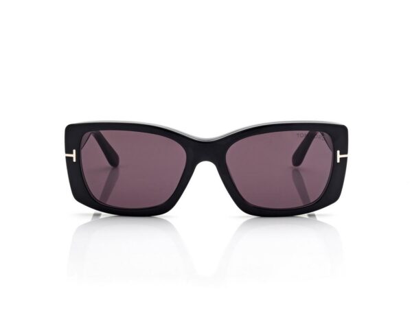 Tom Ford FT6176-B Blue Block Rectangular Opticals with Clip on Sunglasses in Black (001), front