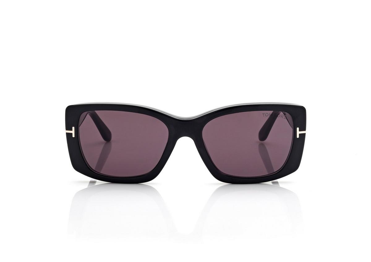 FT6176-B_001_53MM_A.jpg Tom Ford FT6176-B Blue Block Rectangular Opticals with Clip on Sunglasses in Black (001), front