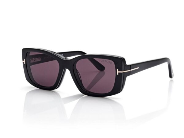 Tom Ford FT6176-B Blue Block Rectangular Opticals with Clip on Sunglasses in Black (001), side view